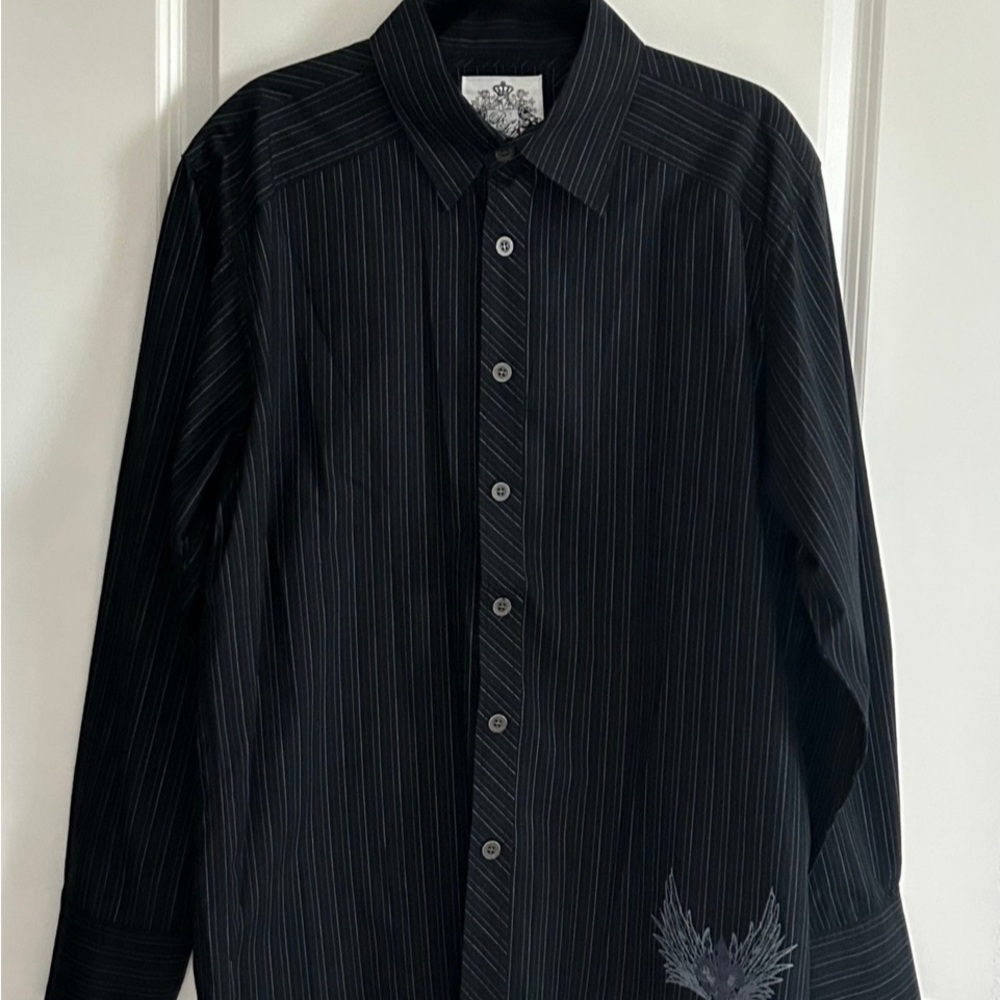Red Level 9 1763 Mens Black Gray Striped Longsleeve Shirt XL‎ - Picture 4 of 12